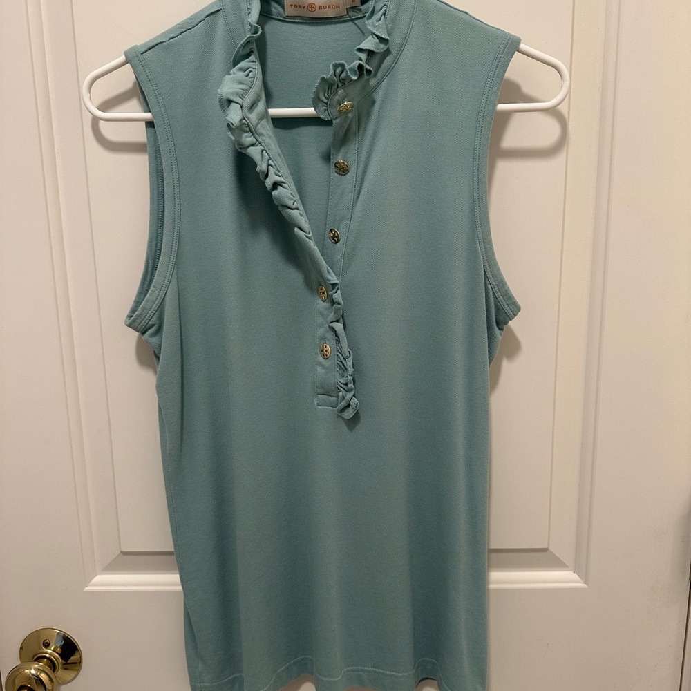 Tory Burch Sleeveless Green Lidia Polo